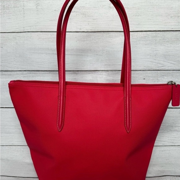 Lacoste Red Zip Tote Bag Classic Croc Logo - Picture 2 of 5